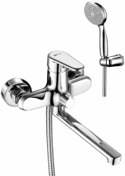 Смеситель для ванны/душа Lemark Point, настенный, однорычажный, поворотный, длина излива 200 мм, керамический, латунь, цвет хром