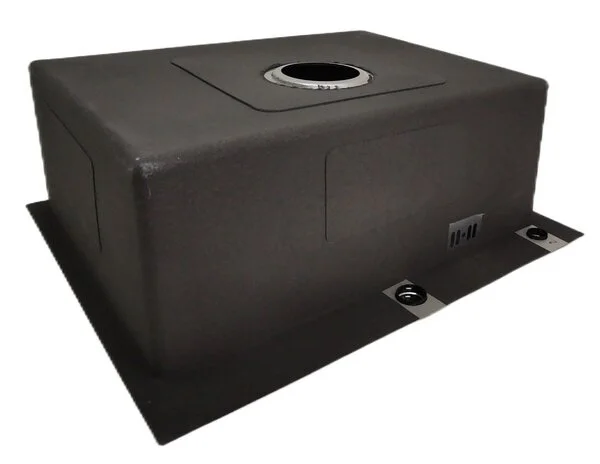 Мойка кухонная Hoffger 6045 врезная, Black (черная) 600х450х225 мм нержавеющая сталь, с PVD покрытием, с отверстием под смеситель, без крыла, слив-перелив