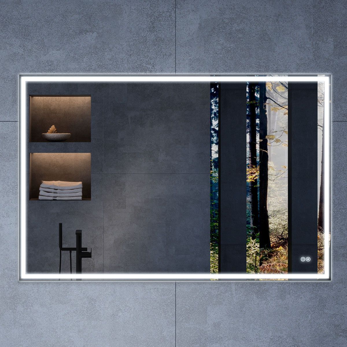 Зеркало Vincea LED, 80х60 см,с LED/ЛЕД-подсветкой, прямоугольное, горизонтальное, с антизапотеванием, выключатель сенсорный, с диммером,  для ванны