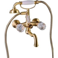 Смеситель для ванны/душа Boheme Crystal, двухвентильный, настенный, керамический, поворотный, длина излива 215 мм, латунь, цвет бронза