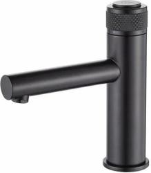 Смеситель для раковины/умывальника Accoona, нажимной, неповоротный, керамический, длина излива 129 мм, латунь, цвет черный