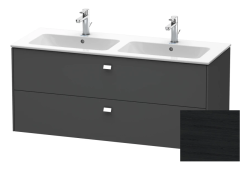 Тумба под раковину Duravit Brioso, 129х47,9x55,3 см, подвесная, 2 выдвижных ящика, ДСП, цвет: дуб черный/хром, шкафчик навесной, механизм доводчика, прямоугольная, правая/левая, в ванную комнату