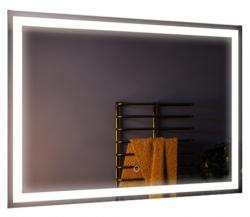 Зеркало Loranto Стиль, 100х80 см, с LED/ЛЕД-подсветкой, прямоугольное, выключатель сенсорный, для ванны, навесное/подвесное/настенное