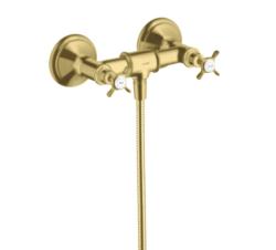 Смеситель для душа Axor Montreux, двухвентильный, с крестообразными рукоятками, внешнего/наружнего монтажа, настенный, без излива/шланга/лейки, керамический, латунный, цвет шлифованная медь