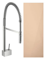 Смеситель для кухни/мойки Axor Starck Semi-Pro 240, однорычажный, керамический, с поворотным/вытяжным/гибким изливом, длина 27 см, латунь, цвет полированное красное золото, кухонный