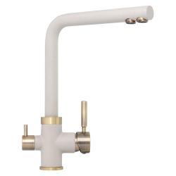 Смеситель для кухни/мойки TopZero 3в1, цвет Jasmine, L образный, однорычажный, с высоким/низким изливом, высота излива 294 см, из латуни, гранит, бронза