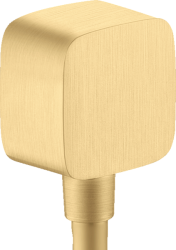 Шланговое подсоединение Axor ShowerSolutions Fixfit softsquare, размер 6,4х6,4 см, цвет шлифованное золото, квадратное, настенное, латунное/пластиковое, с обратным клапаном, подключение для душевого шланга