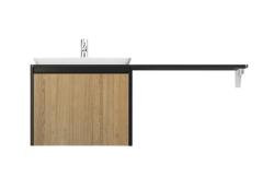 Тумба под столешницу Velvex Klaufs 56*60.1Y, 558х433х600 мм, подвесная, цвет шатане/черный, 1 выдвижной ящик/выдвижной органайзер, МДФ,  правая/левая, правосторонняя/левосторонняя/универсальная, в ванную комнату