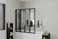 Душевая шторка на ванну Cerutti SPA Bouna B, 131х139 см, прозрачное стекло/профиль черный, складная/четырехсекционная, плоская/панель, правая/левая, правосторонняя/левосторонняя, универсальная