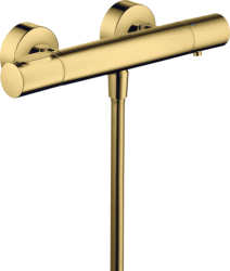 Смеситель для душа Axor Citterio M, термостатический, внешнего/наружнего монтажа, настенный, без излива/шланга/лейки, округлый, латунный, цвет полированное золото, с термостатом