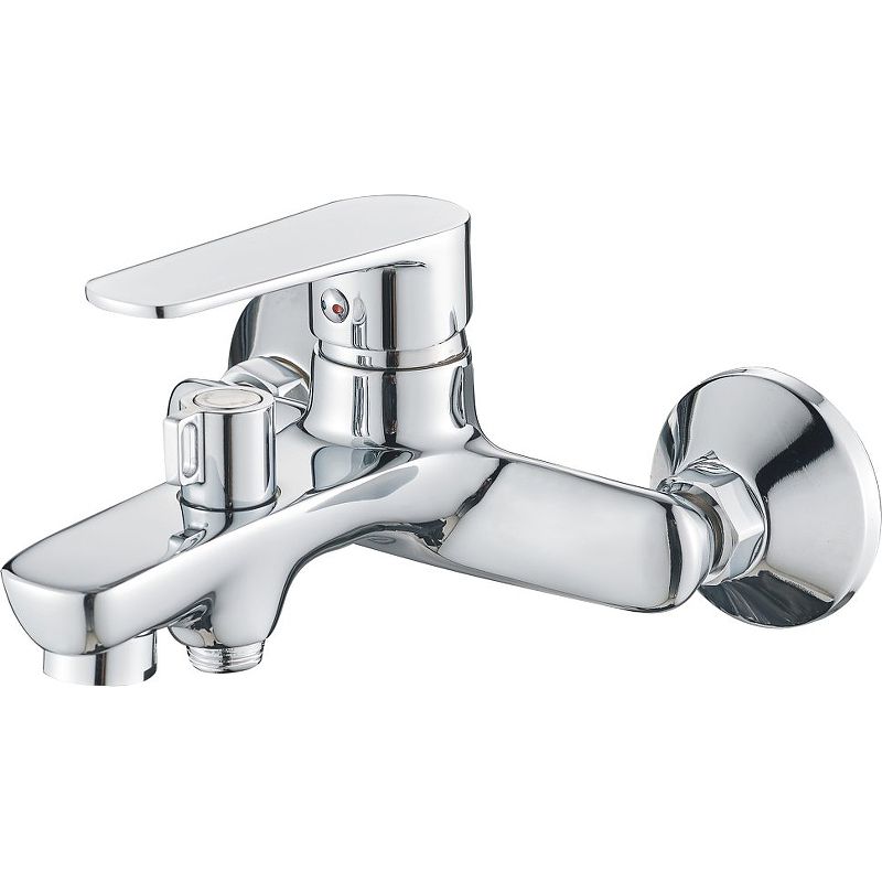 Смеситель для ванны/душа HAIBA CRON однозахватный, хромированный, настенный, излив 202 мм, неповоротный, силумин, цвет хром