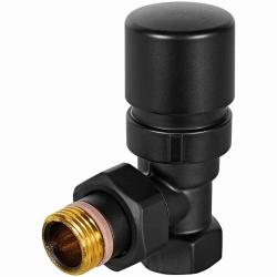 Клапан термостатический Stout Design 1/2" вн-нр. цвет черный, угловой, с полусгоном, сгоном, американкой, для радиатора отопления