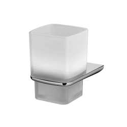 Стакан AM.PM Inspire 2.0, с держателем, настенный, стекло/сталь, форма прямоугольная, для зубных щеток в ванную/туалет/душевую кабину, цвет хром
