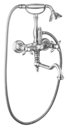 Смеситель для ванны/душа Cezares Nostalgia, настенный, двухвентильный, поворотный, длина 285 мм, керамический, латунь, цвет хром