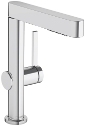 Смеситель для раковины Hansgrohe Finoris 230 2jet, однорычажный, фиксированный/вытяжной излив, длина излива 19,1 см, керамический, латунь, цвет хром, со сливным клапаном Push-Open