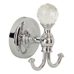 Крючок Migliore Amerida, с кристаллом Swarovski, двойной, настенный, латунь, форма округлая, для полотенца в ванную/туалет/душевую кабину, цвет хром