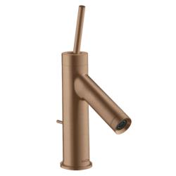 Смеситель для раковины Axor Starck 70, однорычажный, с тонкой рукояткой, фиксированный излив, длина излива 9,5 см, керамический, латунь, цвет шлифованное красное золото, со сливным гарнитуром