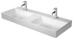 Раковина DURAVIT DuraSquare 120х47х14,5 см, подвесная, двойная (две чаши), прямоугольная, санфарфор, цвет белый, 2 намеченных отверстия под 2 смесителя, без перелива