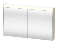 Зеркальный шкаф Duravit Brioso, 122х76х14,8 см, подвесной, цвет: серо-коричневый, зеркало с подсветкой LED/ЛЭД, выключатель/розетка, с 2 распашными дверцами/двухстворчатый, 4 стеклянные полки, прямоугольный