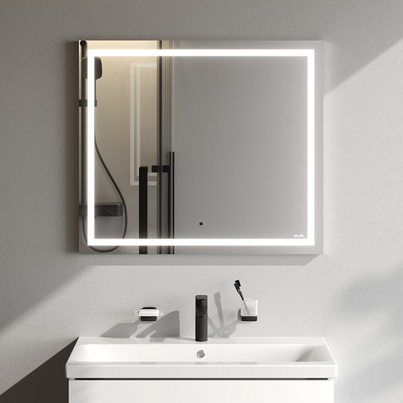 Зеркало Am.Pm Gem 80х70 см с LED/ЛЕД-подсветкой, прямоугольное, ИК-сенсор, для ванны, навесное/подвесное/настенное