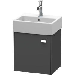 Тумба под раковину Duravit Brioso, 43,4х33,9х44,2 см, подвесная, с распашной дверцей, ДСП, цвет: графит матовый/хром, шкафчик навесной, прямоугольная, левая, в ванную комнату
