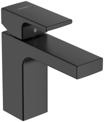 Смеситель для раковины Hansgrohe Vernis Shape 100, однорычажный, фиксированный излив, длина излива 11 см, керамический, латунь, цвет матовый черный, без донного клапана