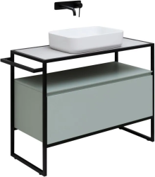 Тумба под раковину Allen Brau Priority 100, напольная, 1000х450х750 мм 1 выдвижной ящик, цвет папирус матовый, прямоугольная, в ванную комнату, стиль лофт