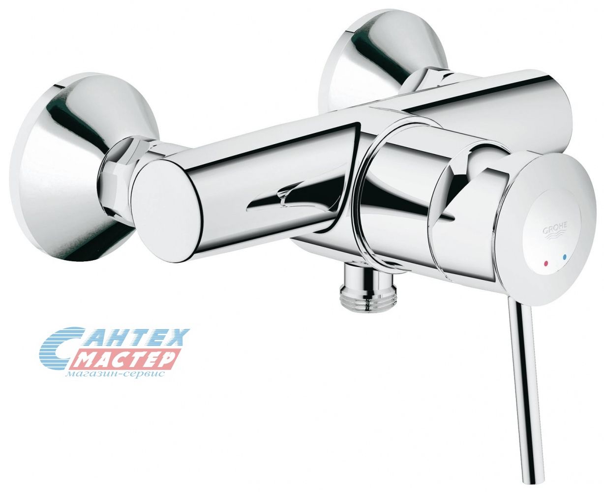 Смеситель для душа Grohe BauClassic однорычажный, керамический, настенный, без излива/шланга/лейки, латунь хром