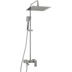 Душевая система WasserKRAFT, высота 820-1130 мм, цвет хром, комплект: однорычажный смеситель/излив/тропический душ (с верхней лейкой)/стойка/лейка/шланг, наружного монтажа
