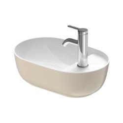 Раковина DURAVIT Luv WonderGliss 42х27х14 см, накладная, овальная, санфарфор, цвет белый глянцевый/песочный матовый, 1 отверстие под смеситель, антигрязевое покрытие, без перелива