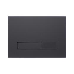 Кнопка смыва KK-POL M16 Omnes Gelida прямоугольная, цвет черный матовый, стекло, клавиша управления для сливного бачка, инсталляции унитаза, двойная, механическая, панель, универсальная, размер 245х175х14 мм