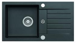 Мойка кухонная ALVEUS GRANITAL GENESIS AMARO 130 G91 CARBON 77x42x14 см, врезная, с  крылом, искусственный гранит, прямоугольная, цвет карбон, с отверстием под смеситель, слив-перелив