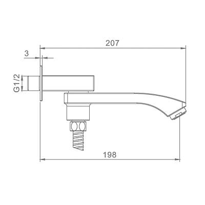 Излив Raglo R473.70.09 с функцией переключения, для ванны, длина 198 мм цвет графит, латунь, настенный, поворотный