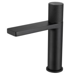 Смеситель для раковины/умывальника ABBER Rund однорычажный, неповоротный, керамический, длина излива 151 мм, латунь, цвет черный матовый