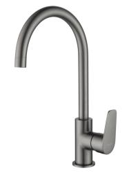 Смеситель для кухни/мойки Aquatek Бетта однорычажный, поворотный, латунный, длина излива 204 мм, цвет оружейная сталь