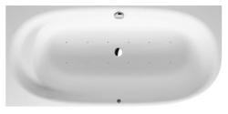 Ванна Duravit Cape Cod 190х90 см гидромассажная, пристенная, минеральное литье DuraSolid, цвет: белый, с ножками/сливом-переливом/фронтальной панелью, асимметричная/угловая, с системой гидромассажа Air-System, с одним наклоном для спины, левая