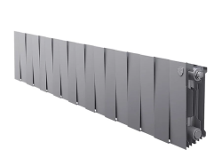 Радиатор отопления Royal Thermo PianoForte 200 Silver Satin (18 секций) биметаллический, боковое подключение, для квартиры, дома, водяные, мощность 1818 Вт, настенный, серебристый