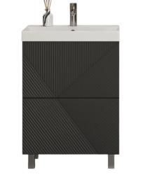 Тумба под раковину Velvex Edge 600-0-2, 596х393х796 мм напольная, цвет графит, 2 выдвижных ящика, подходит раковина 9696-60, универсальная, в ванную комнату