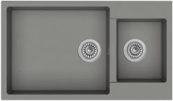 Мойка кухонная Longran Enigma ENG860.500 15, две чаши, 86х50 см, врезная, искусственный гранит (LONSTONE), прямоугольная, цвет крома, без отверстия под смеситель, слив-перелив, без крыла