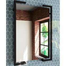 Зеркало Эстет Comfort Loft 60, 590х850х65 мм, без подсветки, цвет рамы: черный, прямоугольное, для ванны, навесное/подвесное/настенное