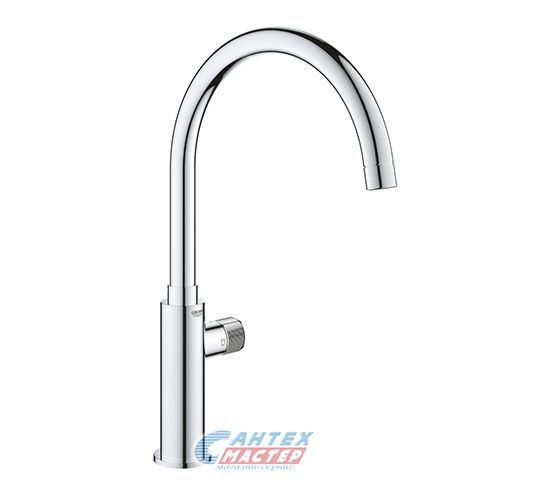 Смеситель для кухни/мойки Grohe Blue Pure Mono однорычажный, керамический, с поворотным изливом, длина 224 мм, латунь, цвет хром, кухонный, хромированный, вертикальный, однорукий, одноручный, однозахватный, одноручковые, кран, комплект, сантехника