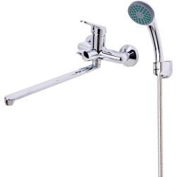 Смеситель для ванны/душа Orange OneLife, настенный, однорычажный, поворотный, длина 359 мм, керамический, полимерный, цвет хром