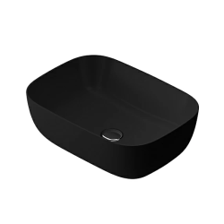 Раковина накладная 45 AM.PM Func 455х330х140 мм фарфоровая, прямоугольная, цвет черный матовый, без отверстия под смеситель, без слив-перелива