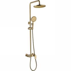 Душевая система Boheme Spectre, высота 1400 мм, цвет бронза, комплект: однорычажный смеситель/излив/тропический душ (с верхней лейкой)/стойка/лейка/шланг, наружного монтажа