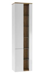 Пенал Домино Fortuna 40, 454х321х1700 мм, подвесной, цвет: белый/дуб вотан, 2 распашные дверцы/открытые полки, шкаф/шкафчик подвесной, прямоугольный