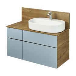 Тумба под раковину Акватон Мишель 100, 100х52х46 см, подвесная, 3 выдвижных ящика/1 распашная дверца, МДФ/ЛДСП, (под умывальник Mila 35х50), цвет: дуб рустикальный/фьорд