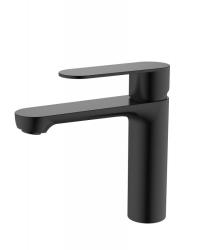 Смеситель для раковины Cezares Stylus однорычажный, низкий, длина излива 134 мм, неповоротный, керамический, нержавеющая сталь, цвет черный матовый, с донным клапаном