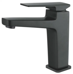 Смеситель для раковины/умывальника LEDEME однорычажный, неповоротный, длина излива 132 мм, латунь, цвет черный