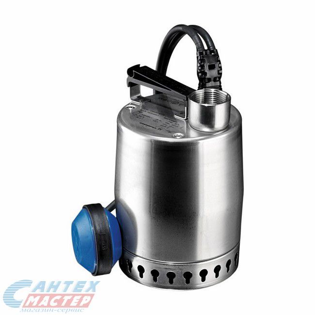 Насос погружной Grundfos Unilift KP 250-A1, 10.5 м³/час, напор-7.5 м, 0,48 кВт дренажный, с нижним забором (фекальный, канализационный), с поплавком, вихревой, электрический, для откачки чистой, грязной (до 10 мм) воды, из бочки, бассейна, подвала