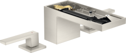 Смеситель для раковины/умывальника Axor MyEdition 70 на 3 отверстия, без панели, двухвентильный, фиксированный излив, длина излива 15,1 см, керамический, латунь, цвет под сталь, со сливным клапаном Push-Open